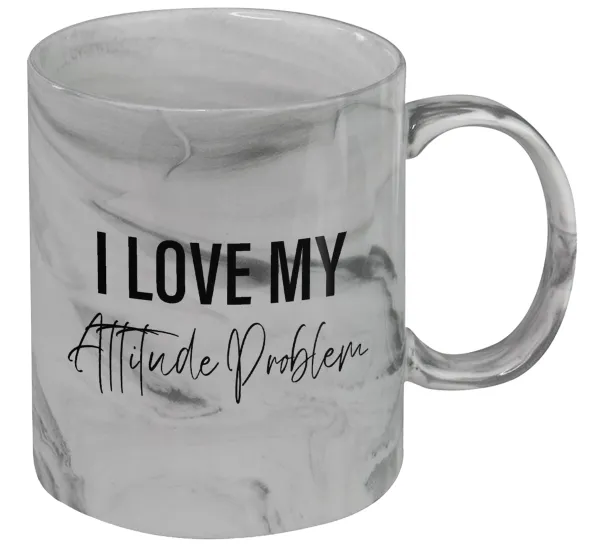 I love my attitude problem — Mug ceramic marble style, 330ml