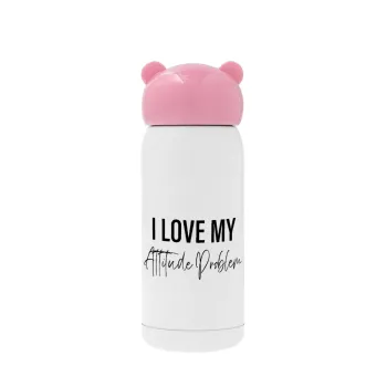 I love my attitude problem, Pink stainless steel thermal flask, 320ml