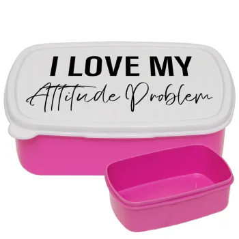 I love my attitude problem, ΡΟΖ παιδικό δοχείο φαγητού (lunchbox) πλαστικό (BPA-FREE) Lunch Βox M18 x Π13 x Υ6cm