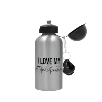 I love my attitude problem, Metallic water jug, Silver, aluminum 500ml