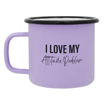 I love my attitude problem, Κούπα Μεταλλική εμαγιέ ΜΑΤ Light Pastel Purple 360ml