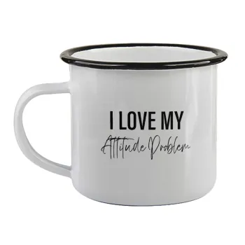 I love my attitude problem, Κούπα εμαγιέ με μαύρο χείλος 360ml