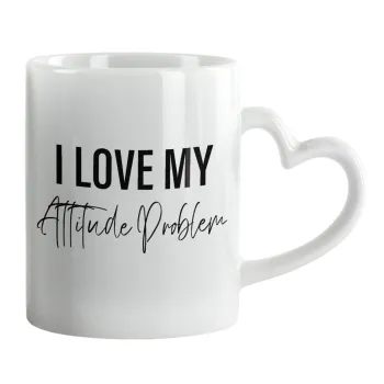 I love my attitude problem, Mug heart handle, ceramic, 330ml
