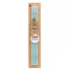 Easter Set, wooden keychain & aromatic flat Easter candle (30cm) (TURQUOISE)