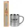 Easter Set, metallic thermal cup (300ml) & Easter aromatic flat candle (30cm) (GRAY)