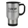 Stainless steel travel mug with lid, double wall 450ml