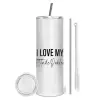 Tumbler stainless steel 600ml, with metal straw & cleaning brush