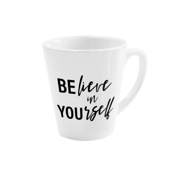 Believe in your self, Κούπα κωνική Latte Λευκή, κεραμική, 300ml