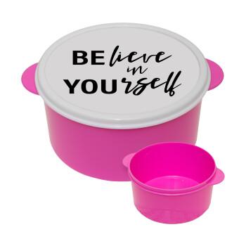 Believe in your self, ΡΟΖ παιδικό δοχείο φαγητού (lunchbox) πλαστικό (BPA-FREE) Lunch Βox M16 x Π16 x Υ8cm