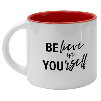 Believe in your self, Κούπα κεραμική 400ml Λευκή/Κόκκινη