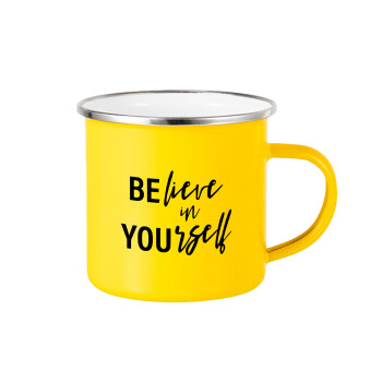 Believe in your self, Κούπα Μεταλλική εμαγιέ Κίτρινη 360ml