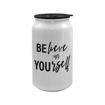 Believe in your self, Κούπα ταξιδιού μεταλλική με καπάκι (tin-can) 500ml