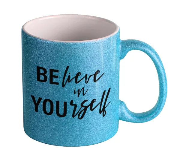 Believe in your self — Κούπα Σιέλ Glitter που γυαλίζει, κεραμική, 330ml