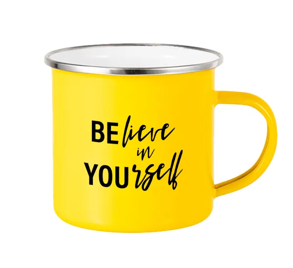 Believe in your self — Yellow Enamel Metallic Cup 360ml