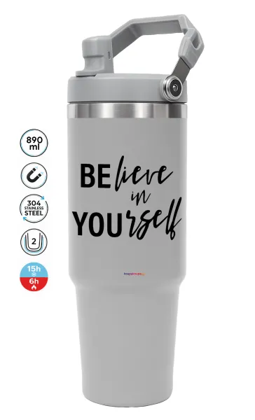 Believe in your self — GREY Travel Tumbler with Handle 890ml