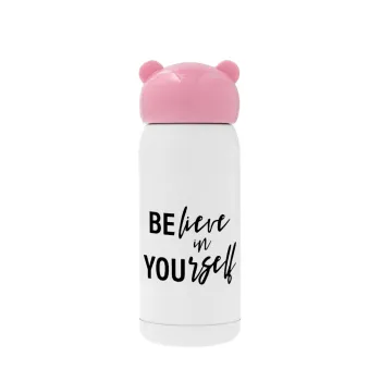 Believe in your self, Pink stainless steel thermal flask, 320ml