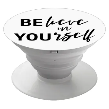 Believe in your self, Phone Holders Stand  White Hand-held Mobile Phone Holder