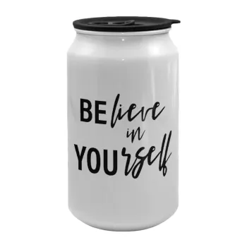 Believe in your self, Κούπα ταξιδιού μεταλλική με καπάκι (tin-can) 500ml