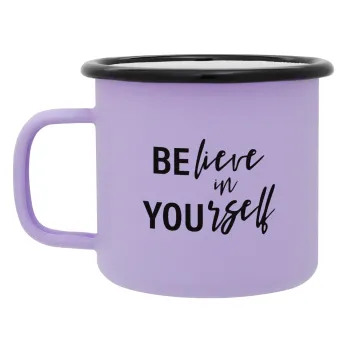 Believe in your self, Κούπα Μεταλλική εμαγιέ ΜΑΤ Light Pastel Purple 360ml
