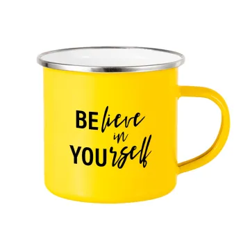 Believe in your self, Κούπα Μεταλλική εμαγιέ Κίτρινη 360ml
