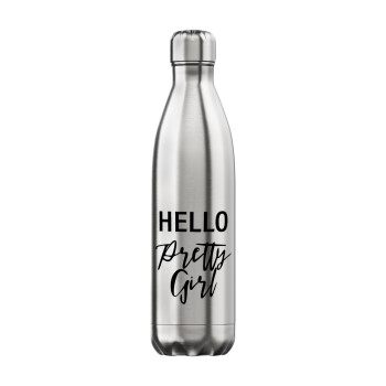 Hello pretty girl, Inox (Stainless steel) hot metal mug, double wall, 750ml