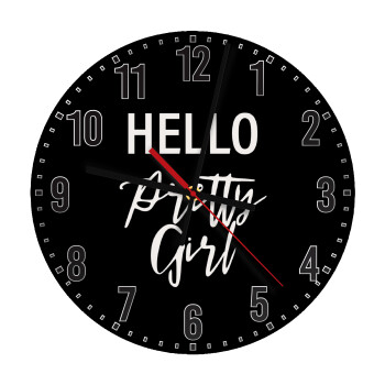 Hello pretty girl, Ρολόι τοίχου ξύλινο (30cm)