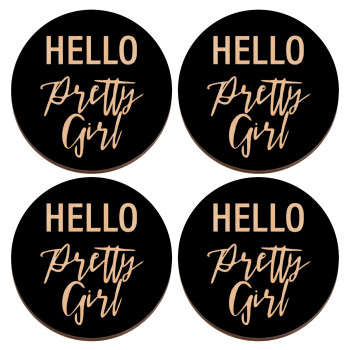 Hello pretty girl, ΣΕΤ x4 Σουβέρ ξύλινα στρογγυλά plywood (9cm)