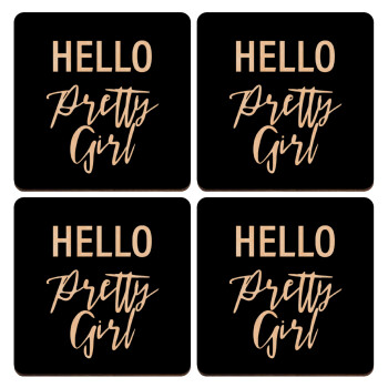 Hello pretty girl, ΣΕΤ x4 Σουβέρ ξύλινα τετράγωνα plywood (9cm)