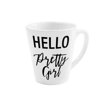 Hello pretty girl, Κούπα κωνική Latte Λευκή, κεραμική, 300ml