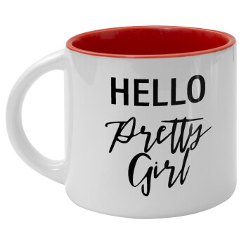 Hello pretty girl, Κούπα κεραμική 400ml Λευκή/Κόκκινη