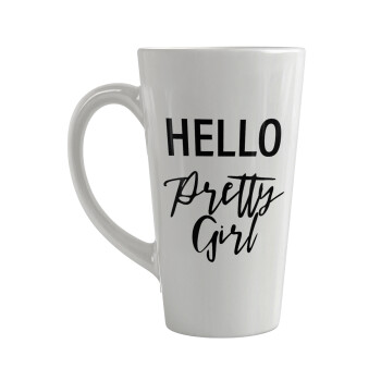 Hello pretty girl, Κούπα κωνική Latte Μεγάλη, κεραμική, 450ml