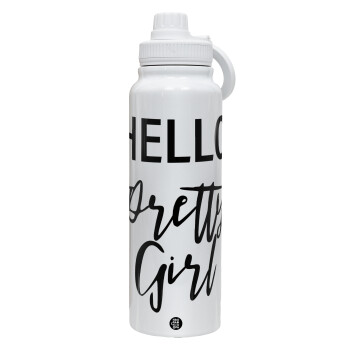 Hello pretty girl, 1L Stainless Steel Thermal Bottle with Phone Holder & Double Wall Insulation