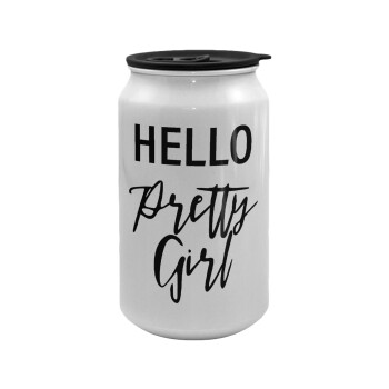 Hello pretty girl, Κούπα ταξιδιού μεταλλική με καπάκι (tin-can) 500ml
