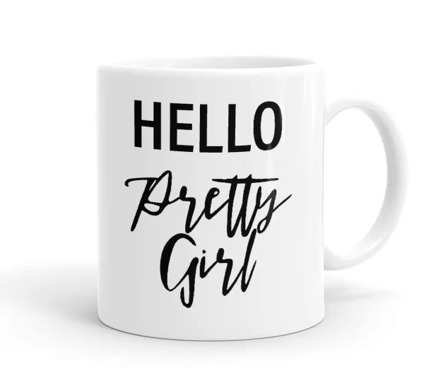 Hello pretty girl — Ceramic coffee mug, 330ml