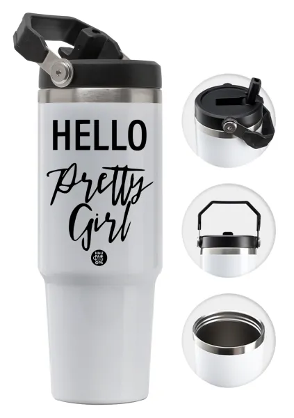 Hello pretty girl — Θερμός Ανοξείδωτο 30oz με χερούλι