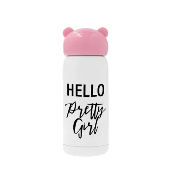 Hello pretty girl, Pink stainless steel thermal flask, 320ml