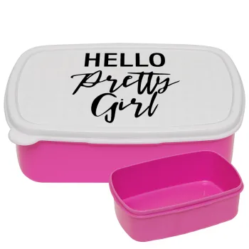 Hello pretty girl, ΡΟΖ παιδικό δοχείο φαγητού (lunchbox) πλαστικό (BPA-FREE) Lunch Βox M18 x Π13 x Υ6cm