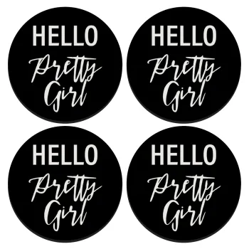 Hello pretty girl, ΣΕΤ 4 Σουβέρ ξύλινα στρογγυλά (9cm)