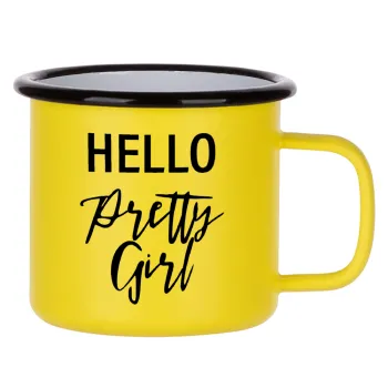 Hello pretty girl, Κούπα Μεταλλική εμαγιέ ΜΑΤ Κίτρινη 360ml