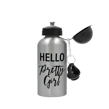 Hello pretty girl, Metallic water jug, Silver, aluminum 500ml