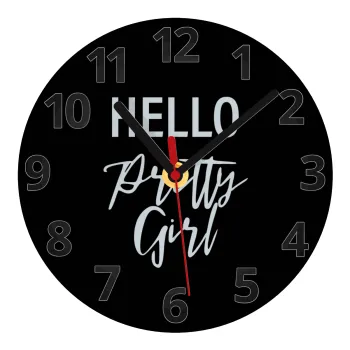 Hello pretty girl, Ρολόι τοίχου γυάλινο (20cm)