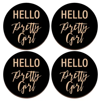 Hello pretty girl, ΣΕΤ x4 Σουβέρ ξύλινα στρογγυλά plywood (9cm)