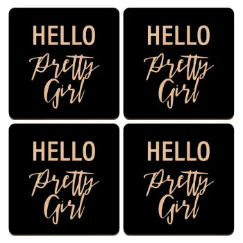 Hello pretty girl, ΣΕΤ x4 Σουβέρ ξύλινα τετράγωνα plywood (9cm)