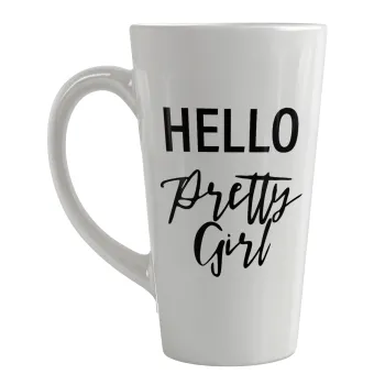 Hello pretty girl, Κούπα κωνική Latte Μεγάλη, κεραμική, 450ml