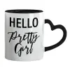 Mug heart black handle, ceramic, 330ml
