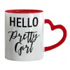 Mug heart red handle, ceramic, 330ml