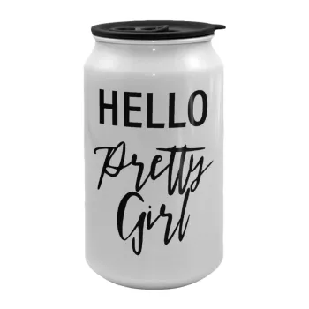 Hello pretty girl, Κούπα ταξιδιού μεταλλική με καπάκι (tin-can) 500ml