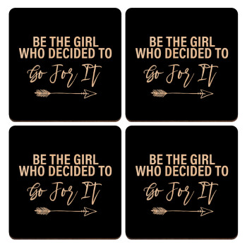 Be the girl who decided to, ΣΕΤ x4 Σουβέρ ξύλινα τετράγωνα plywood (9cm)