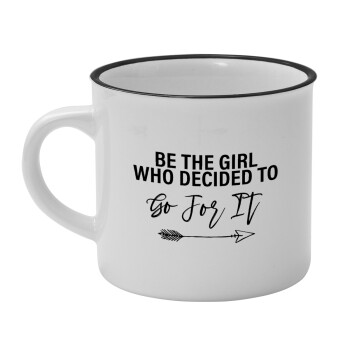 Be the girl who decided to, Κούπα κεραμική vintage Λευκή/Μαύρη 230ml