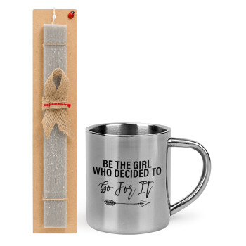 Be the girl who decided to, Easter Set, metallic thermal cup (300ml) & Easter aromatic flat candle (30cm) (GRAY)